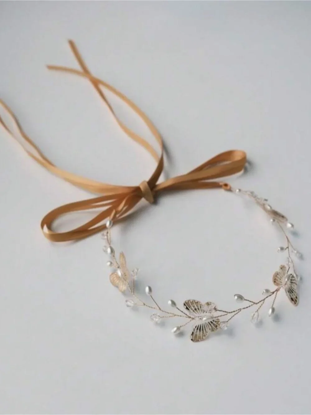 Festival Ready! Gold Butterfly Pearl Boho Tie Headband